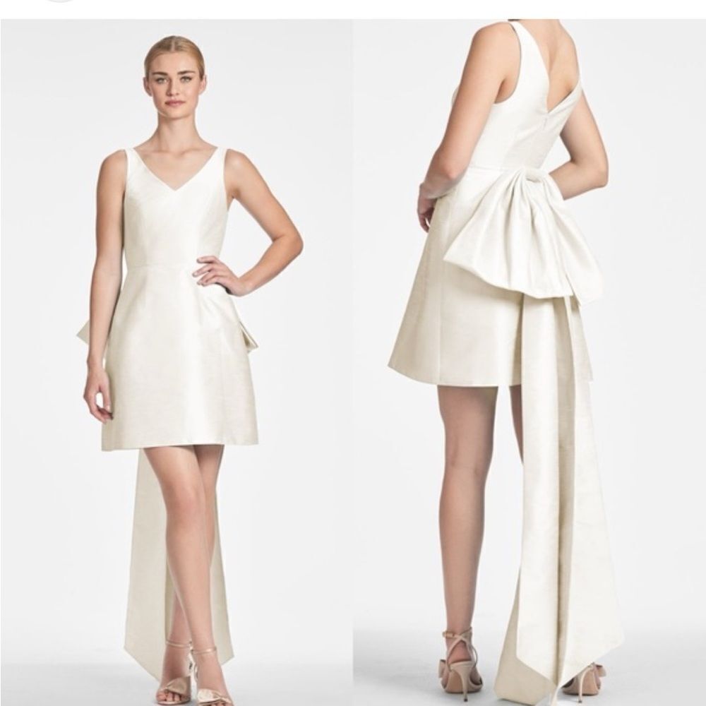 Sachin & Babi BHLDN Rosie V-Neck Back-Bow Mini Dress 0 NWT $395
